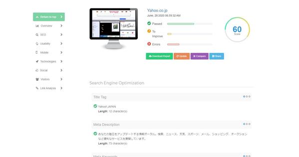 SEO対策のサイトをセットアップします。SEOの問題を見つけ最適化に役立ちます