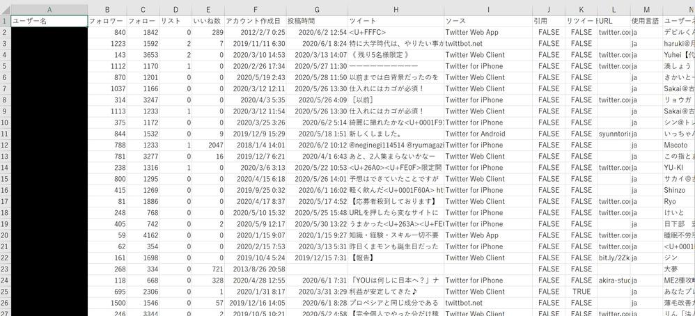 【Twitterデータ収集ワンストップ】ユーザー情報をExcelで納品