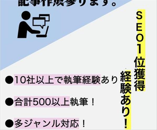 品質・スピード重視　1500文字×5記事書きます（もちろん1記事〜対応！）