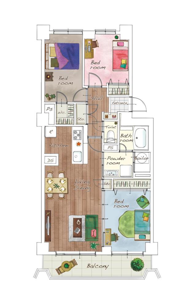 マンションのお洒落な手描き風間取り図 作成します ランサーズ