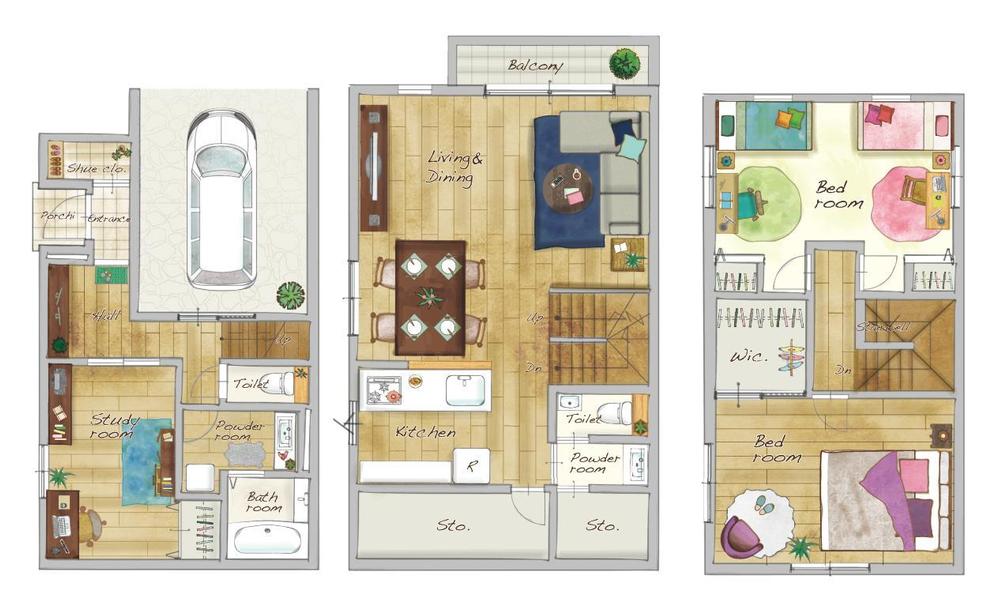 戸建てのお洒落な手描き風間取り図作成します クラウドソーシング ランサーズ