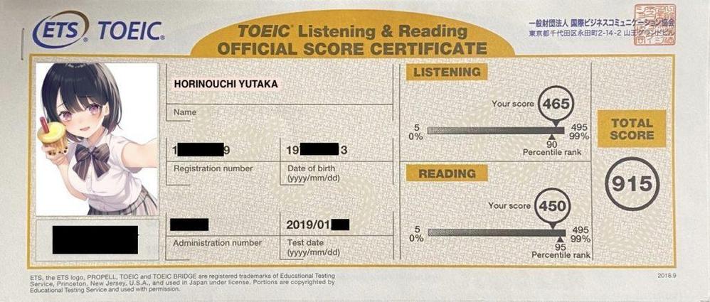 TOEIC 915点　上場企業の技術・法務にて契約書、技術論文、特許翻訳歴20年