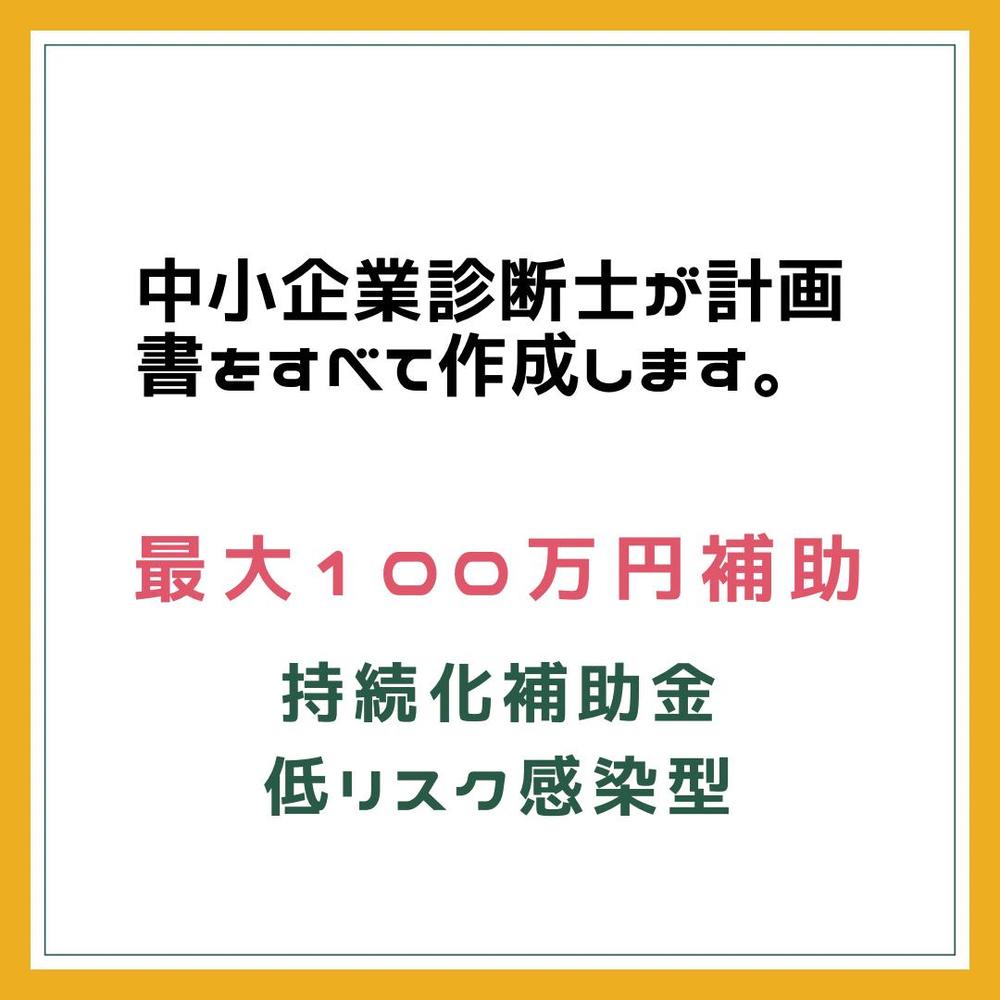 【最大100万円補助金】持続化補助金低感染リスク型の事業計画書を作成します！