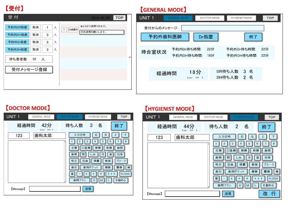 ファイルメーカー 歯科医院の待合室状況の把握、治療記録の入力システム