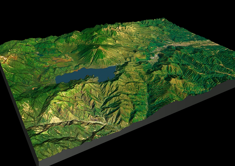  地形モデル（国土地理院基盤地図データ15km範囲内）＋ＶＲ作成 