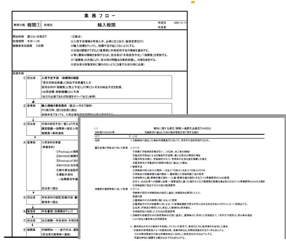 中国の法律法規ポイント翻訳・通関処理フローサンプル