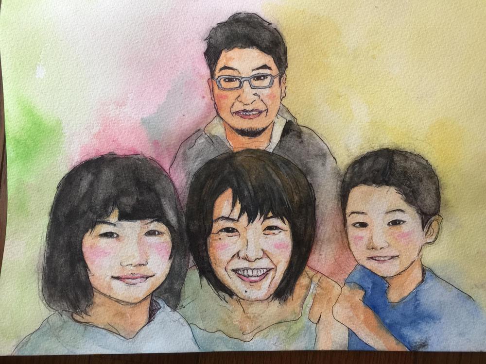 水彩での鮮やかな似顔絵製作