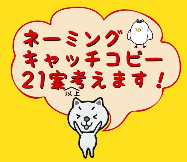 ネーミング、キャッチコピー【21案以上】ご提案致します。