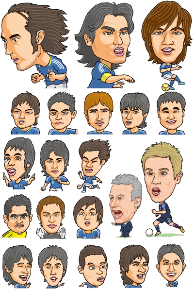 サッカー日本代表　似顔絵イラスト