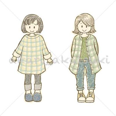 イラスト チュニックワンピースの女性