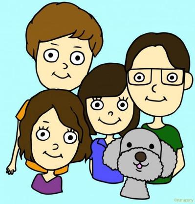 知人家族の似顔絵イラスト