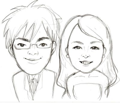 鉛筆での似顔絵