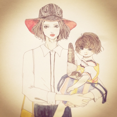 ママと赤ちゃんのイラスト