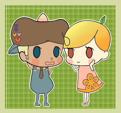 男の子女の子のデフォルメイラスト