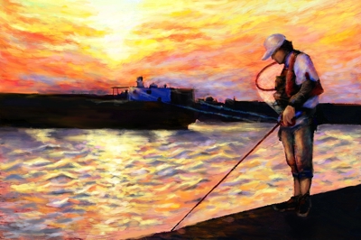 釣り人の油絵風