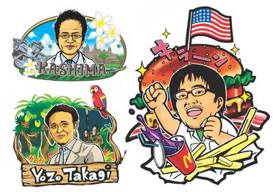 株式会社本田技研工業の社員の送別会のための似顔絵