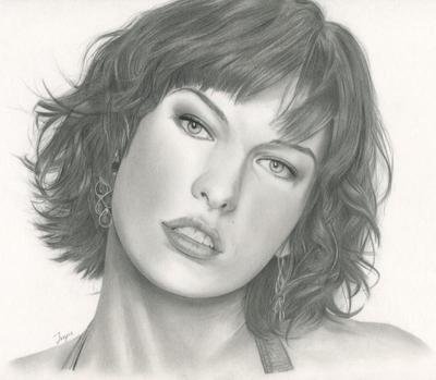 似顔絵　ミラ・ジョボビッチ