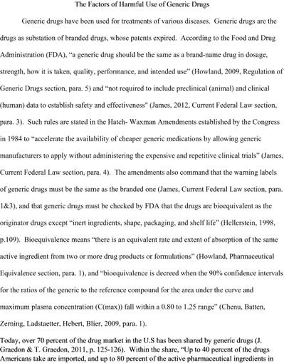 英文”ジェネリック医薬品の有害性について”