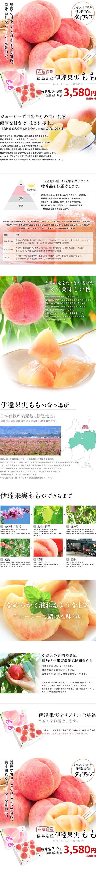 産直プレミアム様「伊達果実のもも」商品ページ
