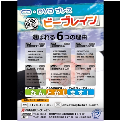 CD/DVDプレス販売会社のチラシデザイン