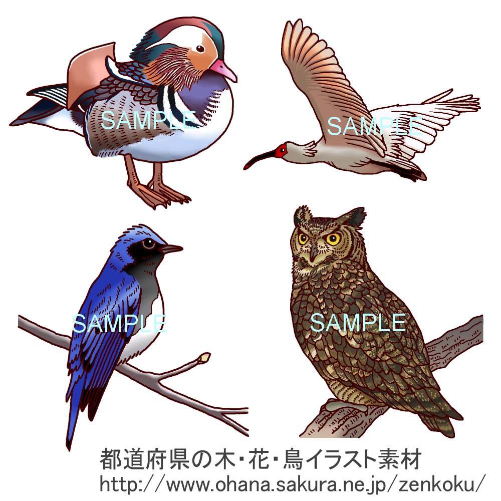 都道府県の木 花 鳥イラスト素材 サンプル1 ポートフォリオ デザイナー ランサーズ