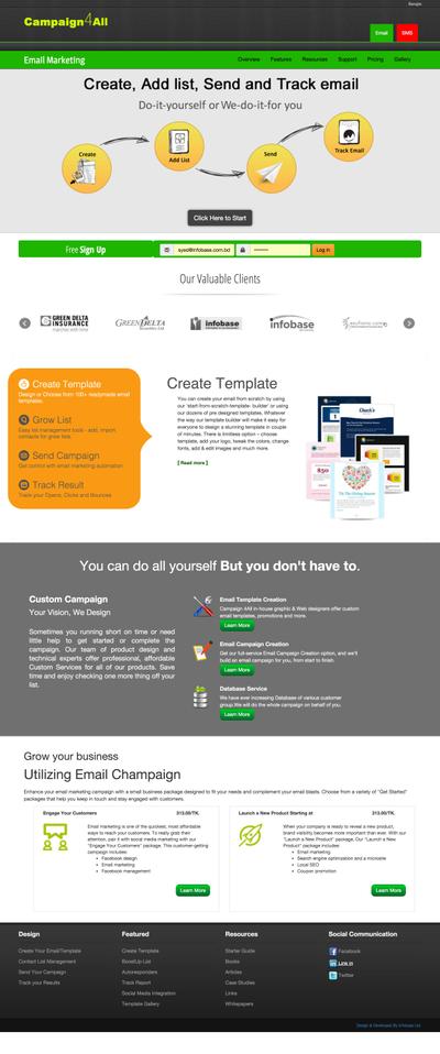 Site design for Email &amp; SMS campaign System