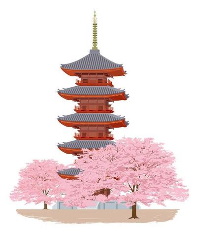 五重塔と桜