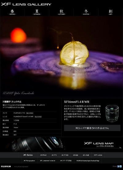 富士フイルム公式ホームページ レンズXF16mm作例　テーブルフォト
