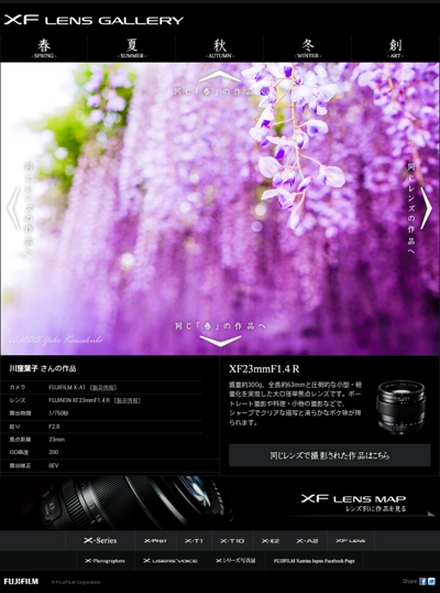 富士フイルム公式ホームページのレンズ23mm作例　藤の花 