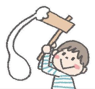 地方紙情報ページのカット（もちつき）
