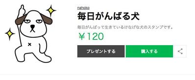 自主制作LINEスタンプ「毎日がんばる犬」