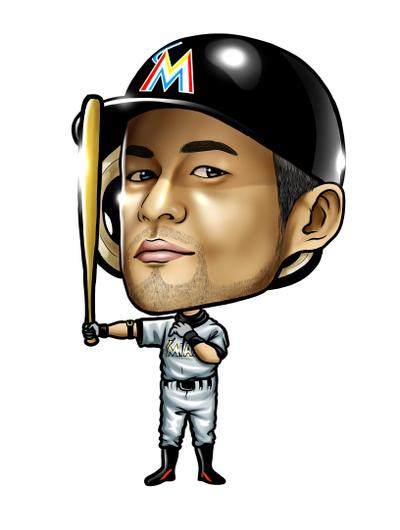 イチロー選手　似顔絵
