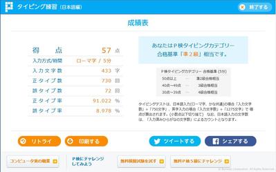 タイピング練習結果です