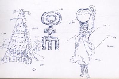 ペン画　民族スケッチ