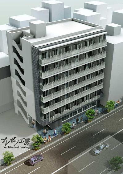 都心のビルのパース
