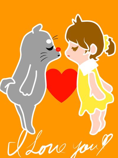 イラスト例・動物＆女の子