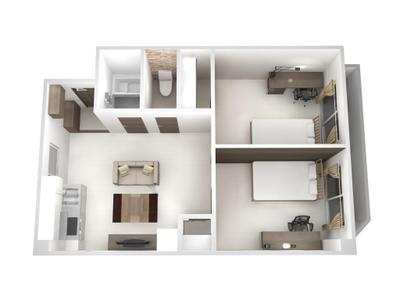 マンション改修工事用の施主説明用に鳥瞰図作成