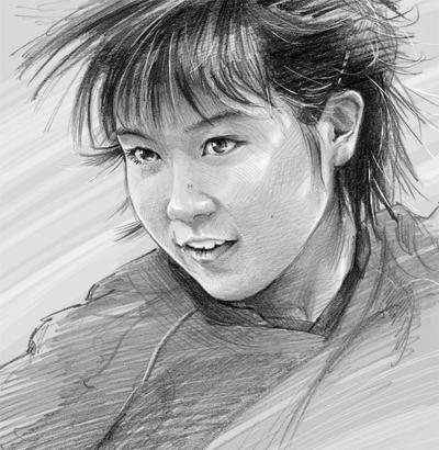 似顔絵（平野美宇選手）