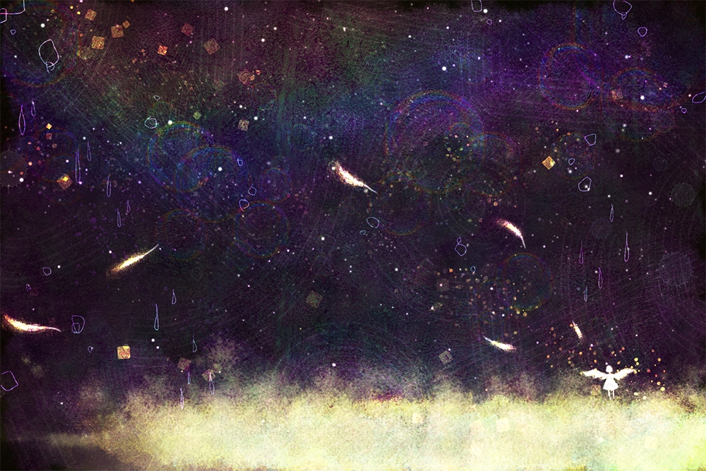 夜空　天使　宇宙　ゲームイラスト　背景