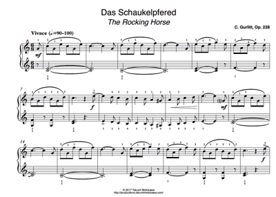 楽譜浄書サンプル：子ども向けピアノ教材２「Das Schaukelpfered」