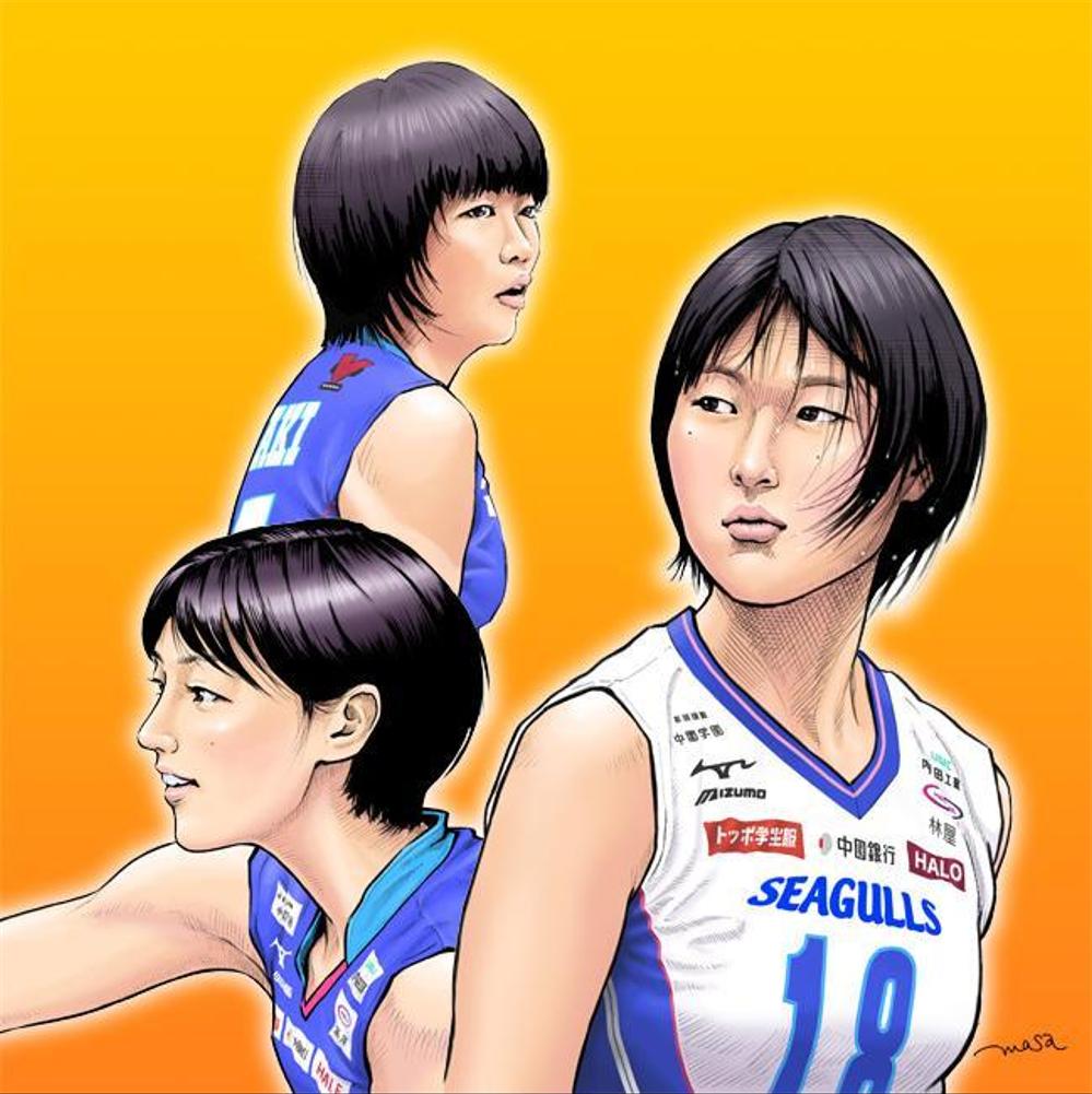 人物イラスト 女子バレーボール選手 ポートフォリオ詳細 Masa Nigaoe デザイナー クラウドソーシング ランサーズ