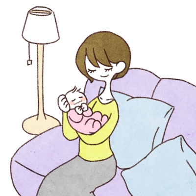 【シンプル】赤ちゃんを抱く女性
