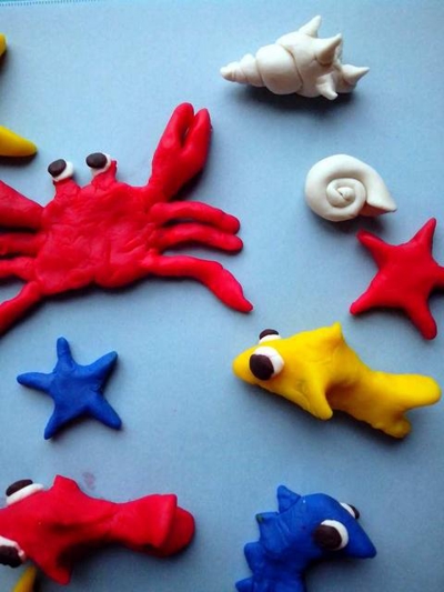 海の生き物たち樹脂粘土デザイン