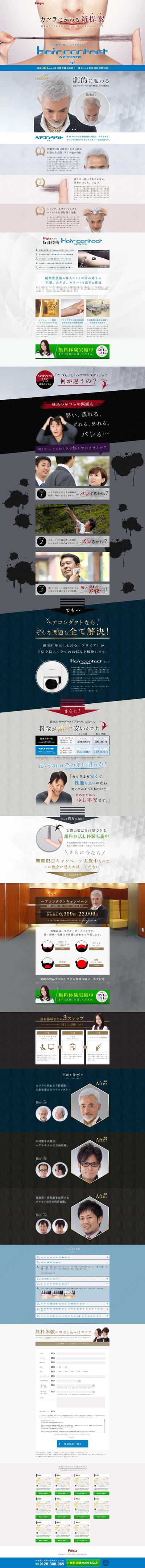 頭髪関連商品のランディングページ