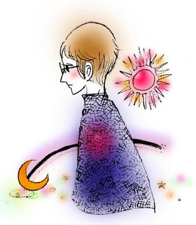 太陽と月(彩色)