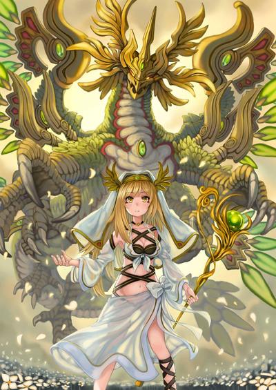 オリジナルイラスト-ドラゴンと女の子-
