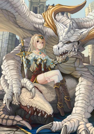 オリジナルイラスト-ドラゴンと女の子-