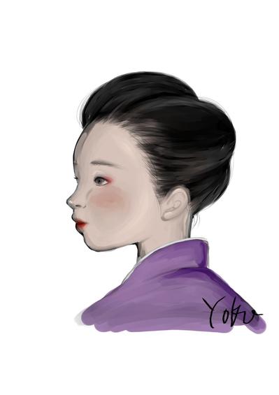 オリジナルイラスト　着物の女児