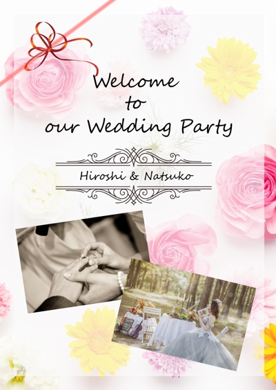 結婚式の披露宴や二次会のウェルカムボード用のデザインサンプル
