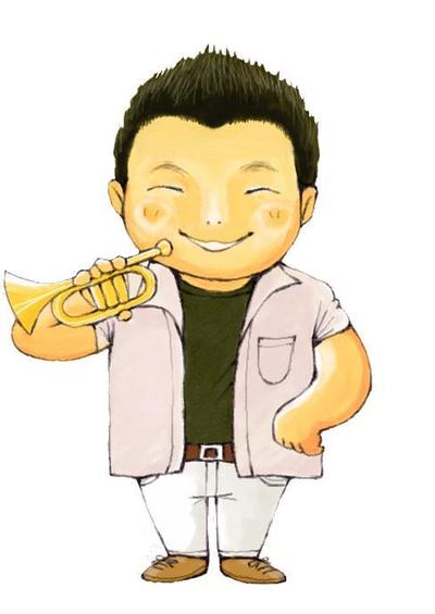 トランペットを持っている似顔絵